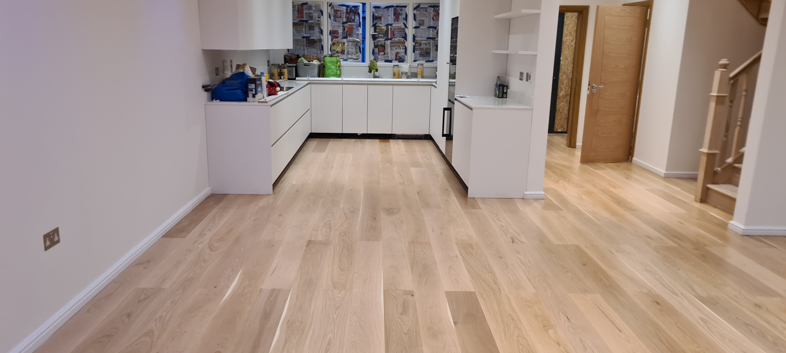 Engineered Oak Flooring Sanded & Finished in Whitewash & Raw / Invisible Lacquer