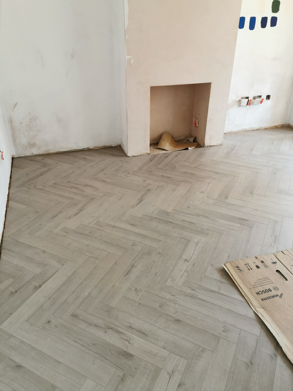 Herringbone Laminate Flooring Installation (Grey Colour)