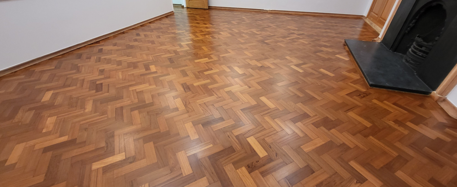 Teak Parquet Flooring Restoration in Kings College Hospital, London