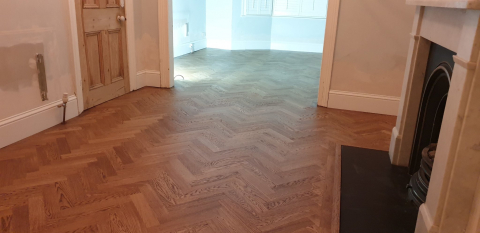 Oak Parquet Flooring Fitted & Finished in Osmo Terra 1