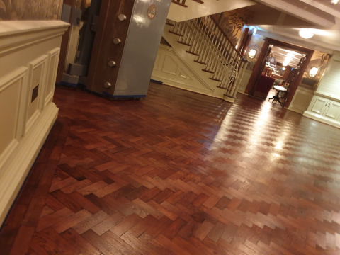 Parquet Floor Sanding & Staining in Central London Hotel 2