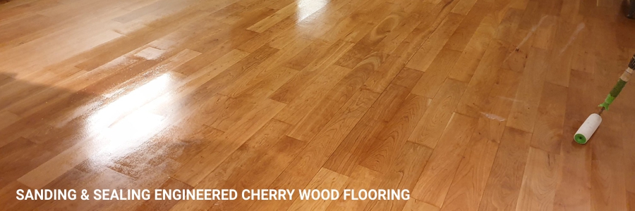 Engineered Cherry Flooring Sanding in weston-green