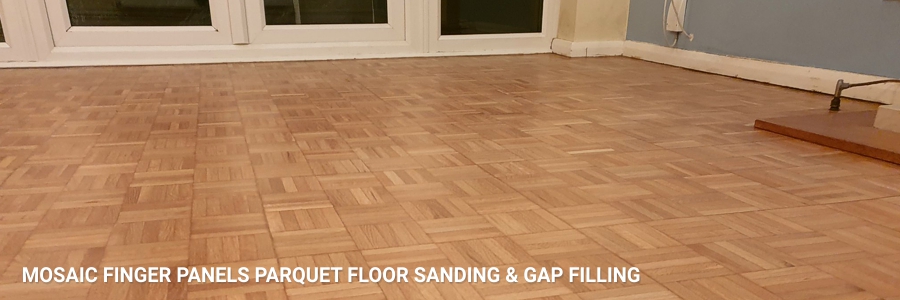 Mosaic Parquet Flooring Sanding Gap Filling in dulwich