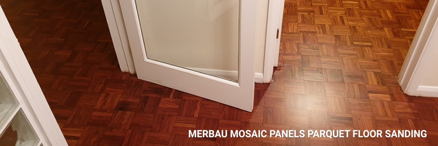 Mosaic Parquet Merbau Floor Sanding in swiss-cottage