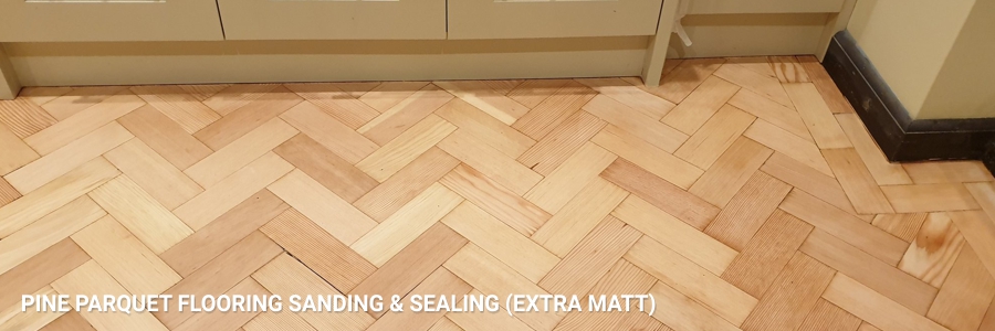 Pine Parquet Flooring Sanding Extra Matt 4 in kilburn