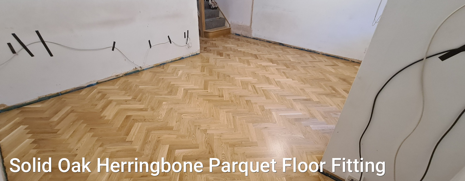 Solid Oak Herringbone Parquet Floor Fitting