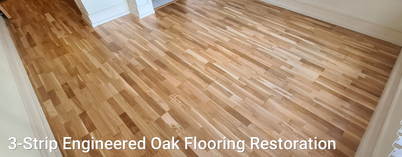 3-Strip Engineered Oak Flooring Restoration