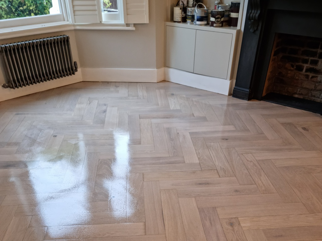 Whitewashed Engineered Oak Parquet Flooring - #1
