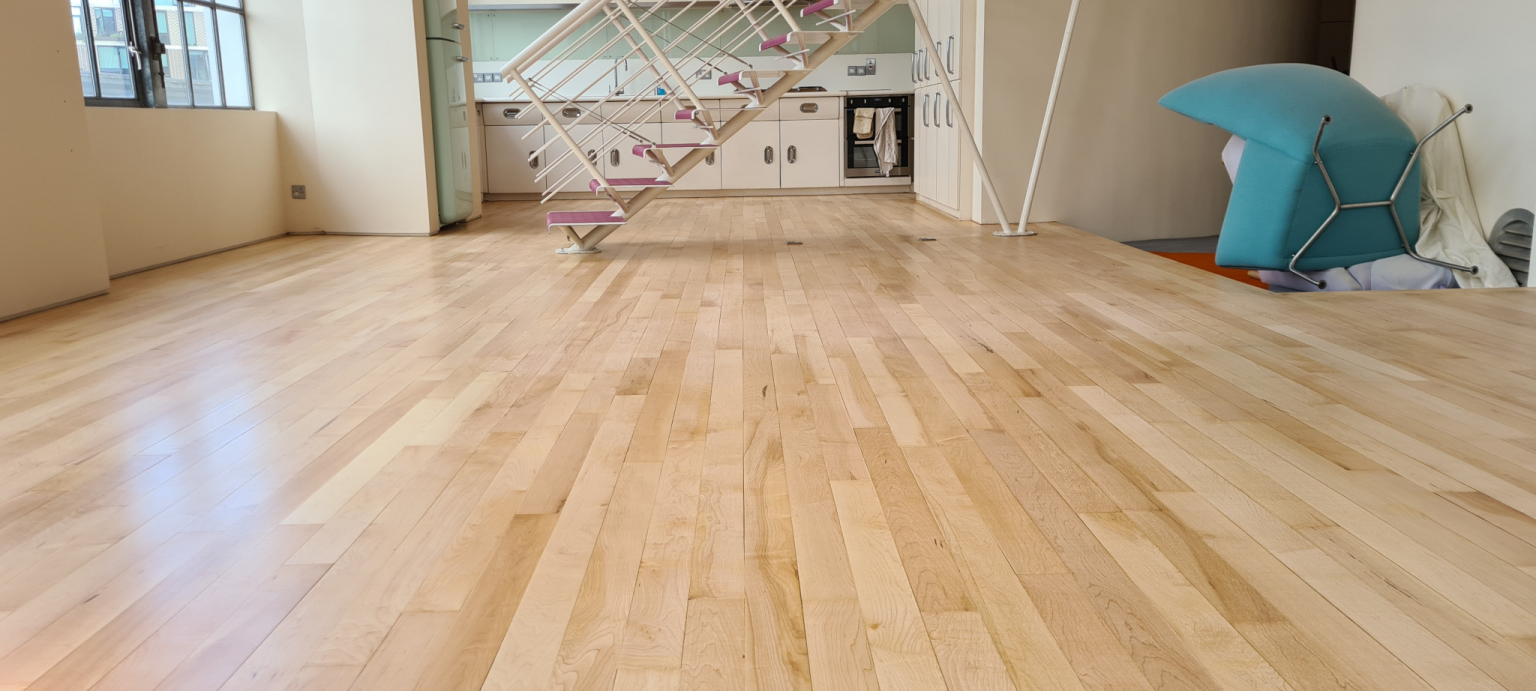 Solid Maple Strip Hardwood Flooring Restoration