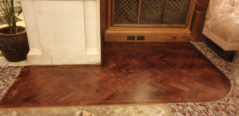 Oak Parquet Flooring with Brass Border 3