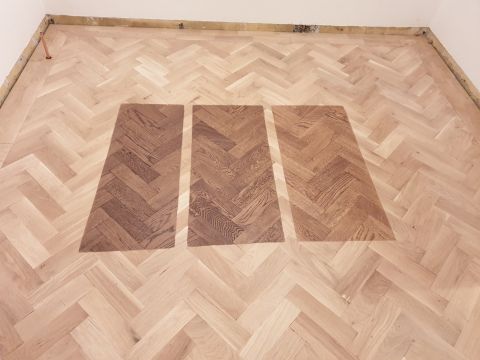 Oak Parquet Flooring Installation - Colour Sampling 5