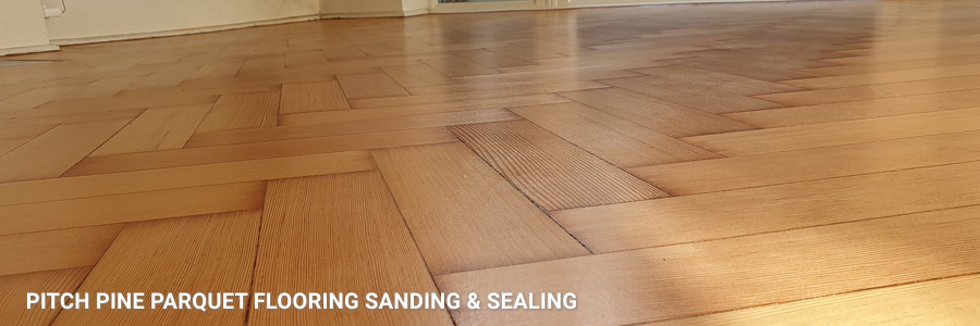 Pitch Pine Parquet Flooring Restoration in east-finchley