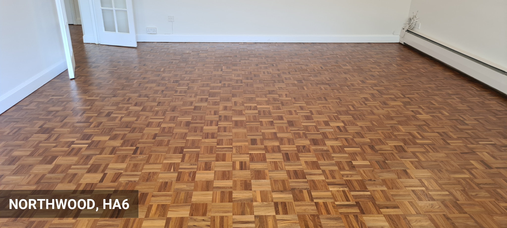Sanding, Sealing & Gap Filling Teak Mosaic Fingers Flooring in Northwood