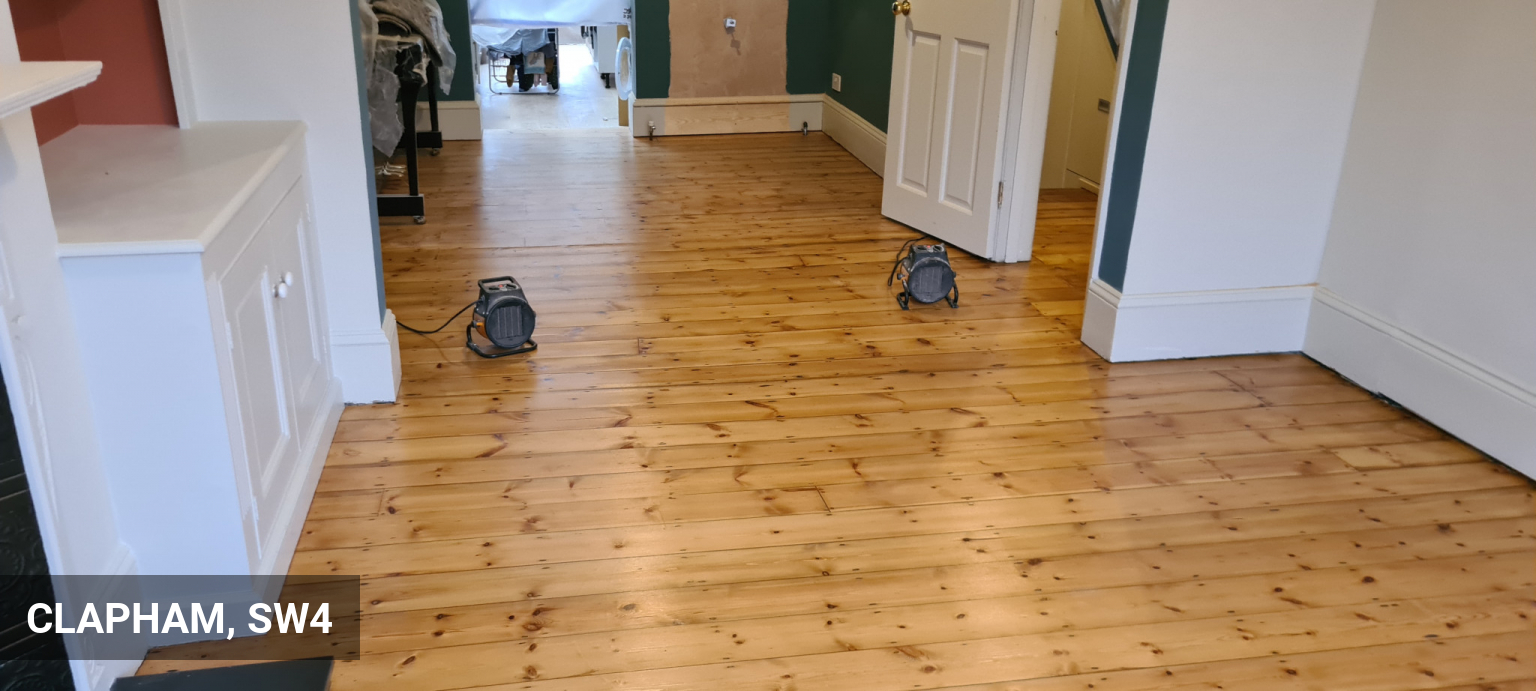 Floor Sanding Original Floorboards & Staining in Victorian Pine in Clapham