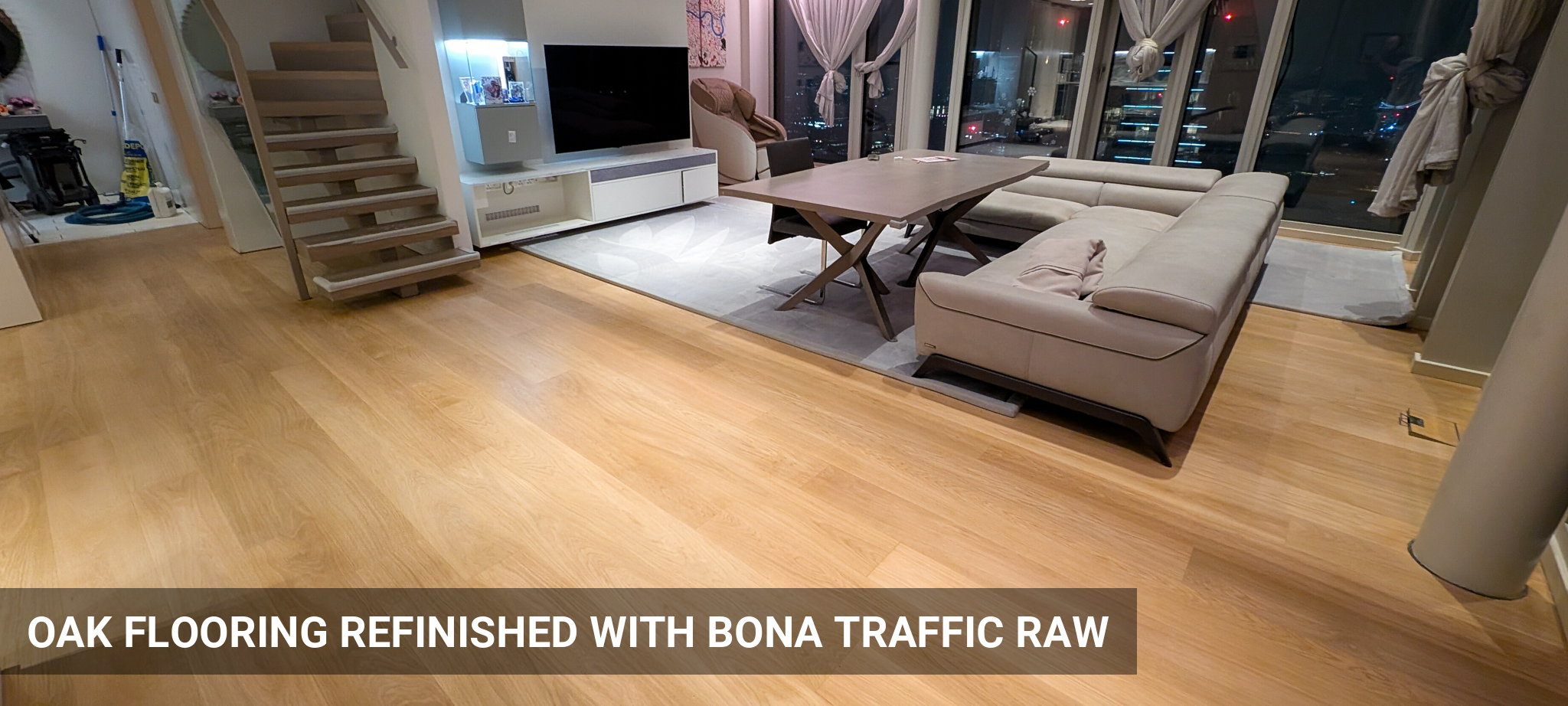 Wide Engineered Oak Plank Refinishing with Bona Traffic Raw in Southwark