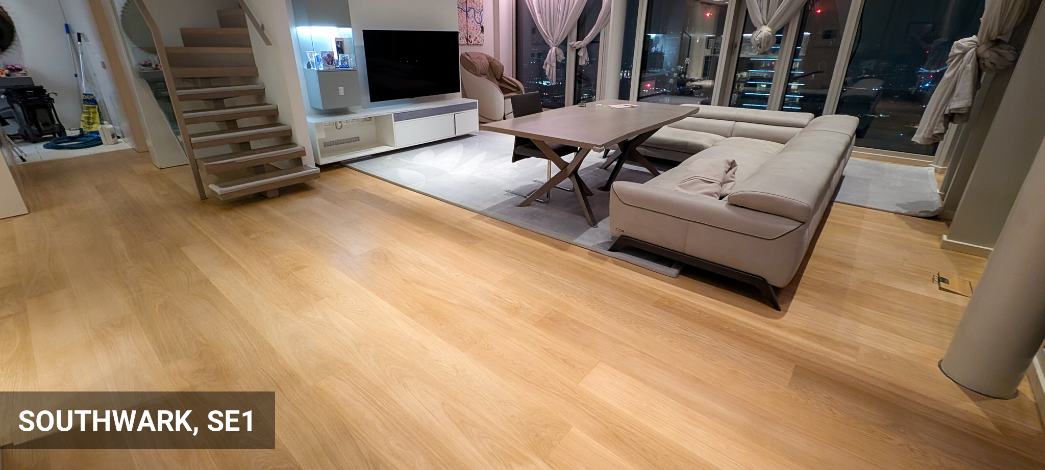 Wide Engineered Oak Plank Refinishing with Bona Traffic Raw in Southwark, SE1