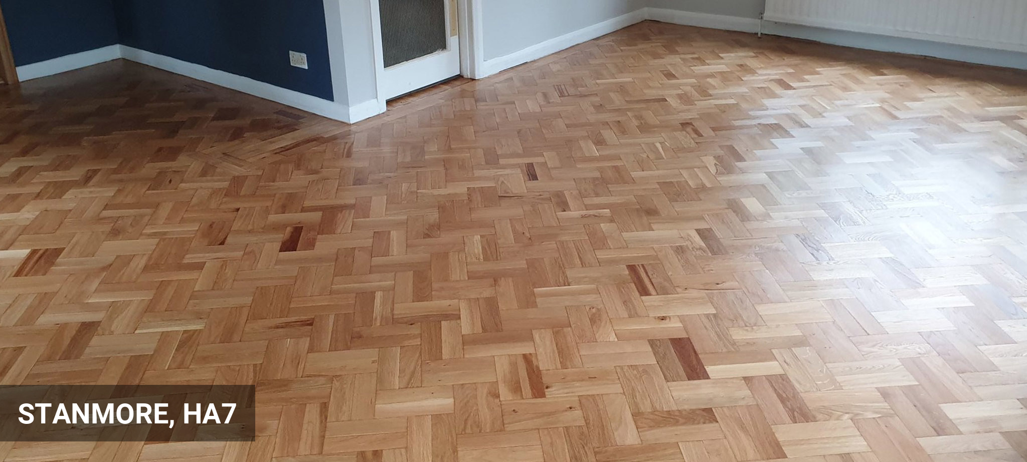 Oak Parquet Flooring Restoration in Double Herringbone Pattern in Stanmore, HA7