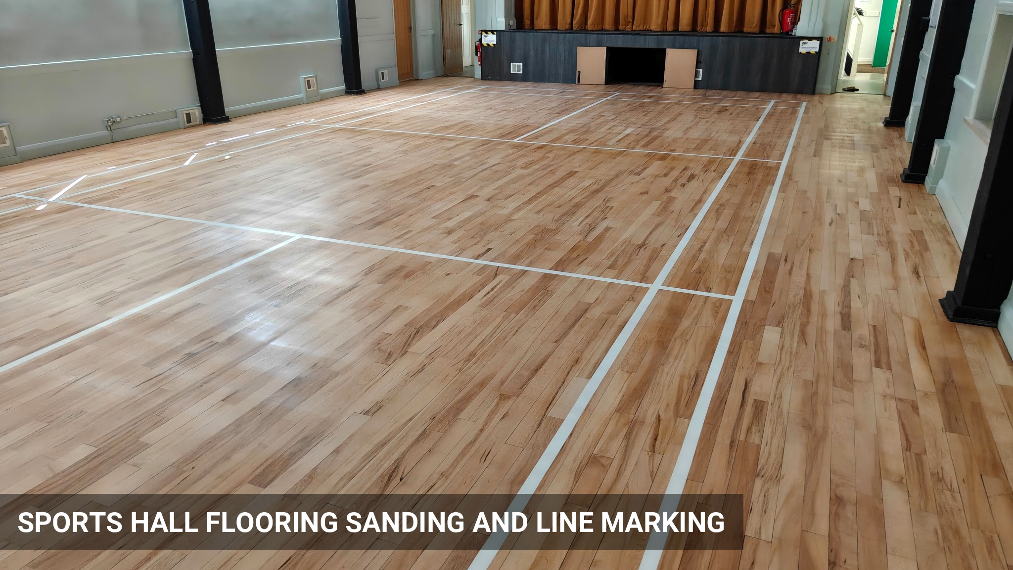 Ickenham Village Hall Junckers Hardwood Flooring Restoration & Line Marking in Ickenham