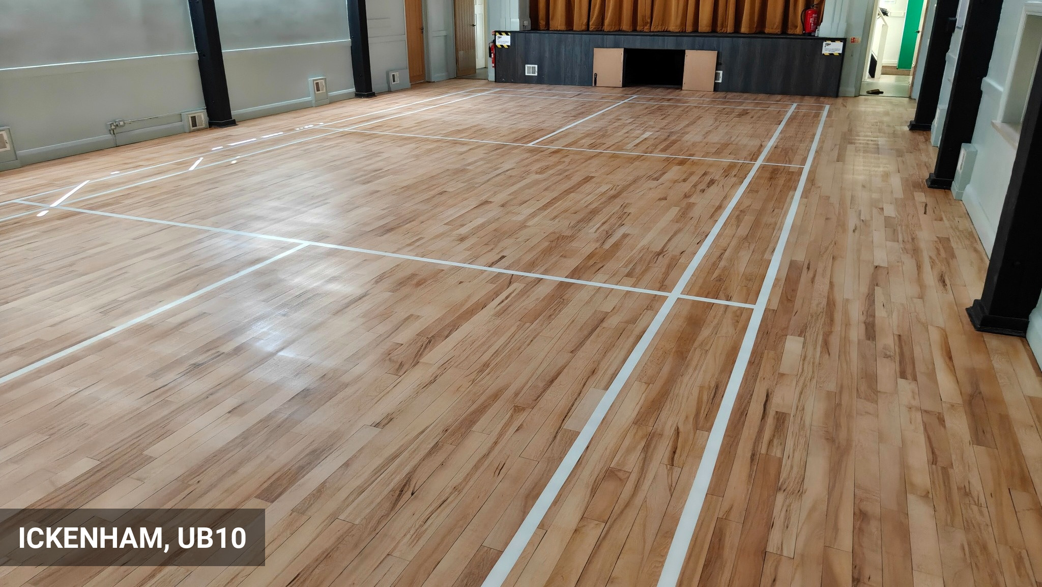 Ickenham Village Hall Junckers Hardwood Flooring Restoration & Line Marking in Ickenham, UB10
