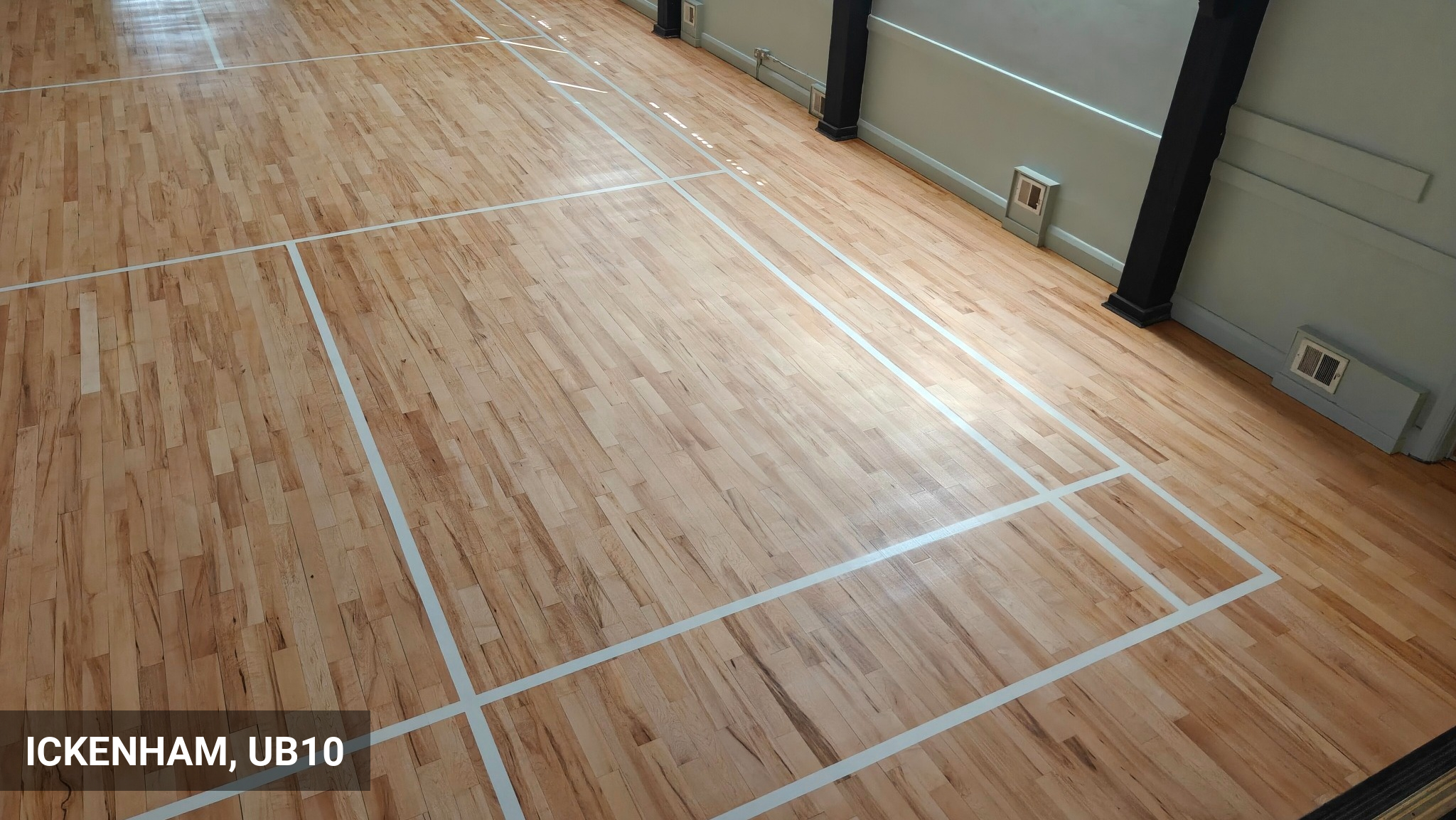 Ickenham Village Hall Junckers Hardwood Flooring Restoration & Line Marking in Ickenham