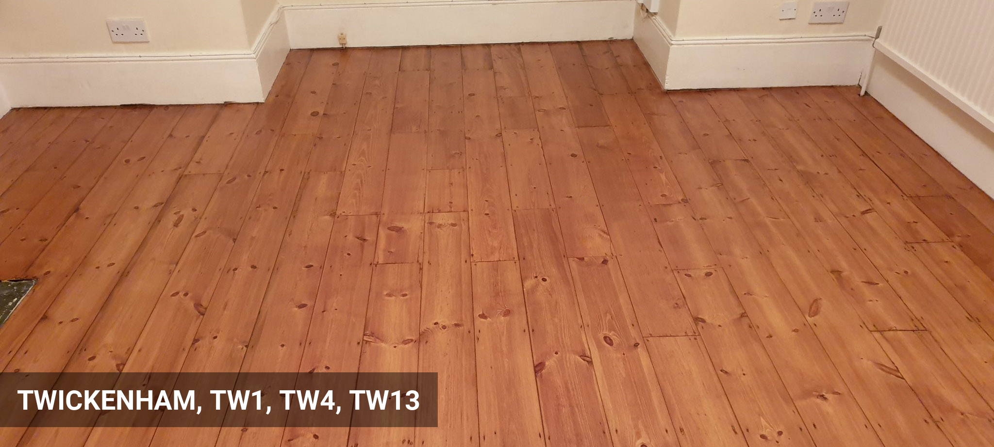 Restoration of Original Floorboards with Repairs & Staining in Twickenham