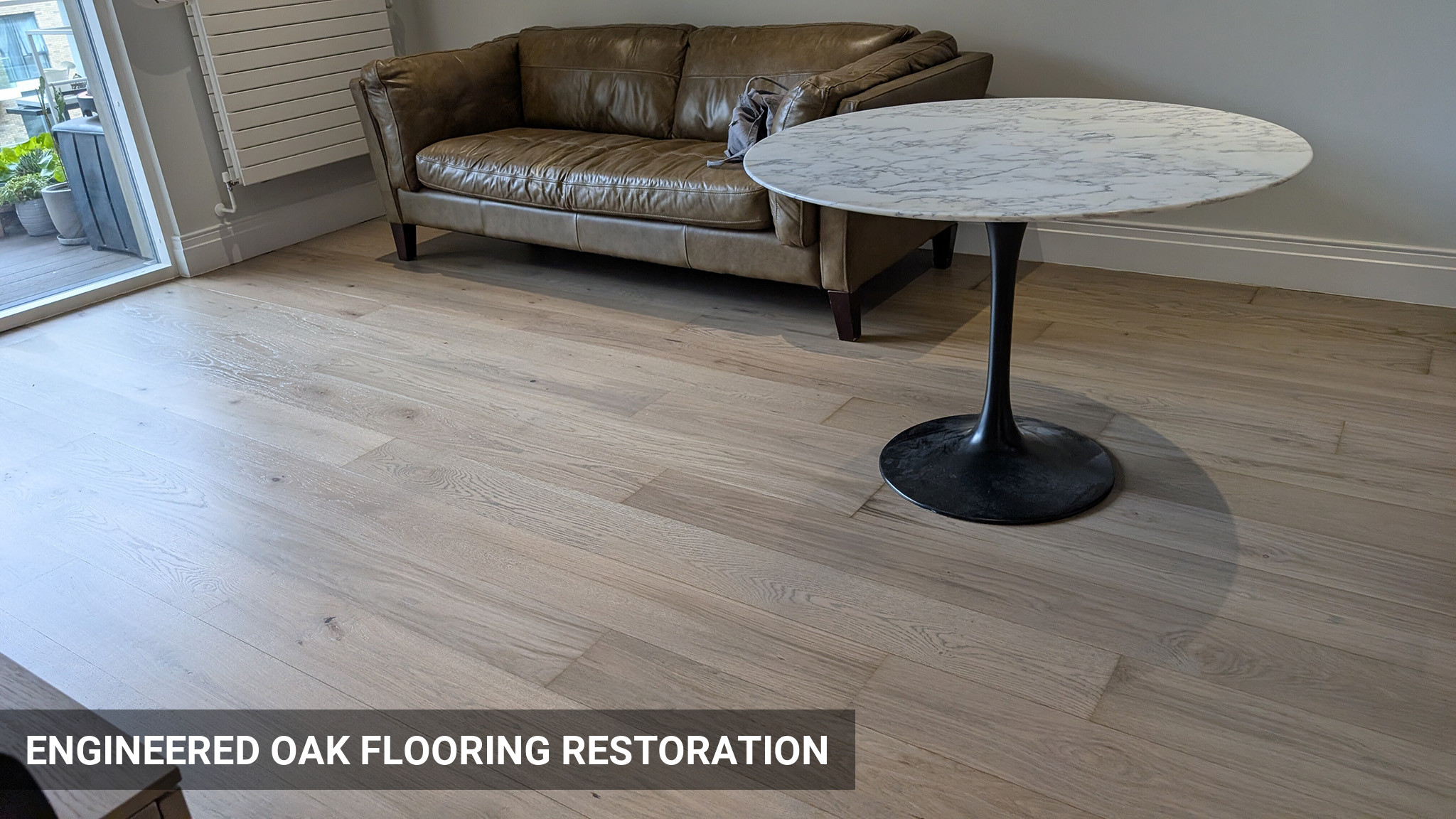 Sanding of an Engineered Oak Flooring in East Horsley