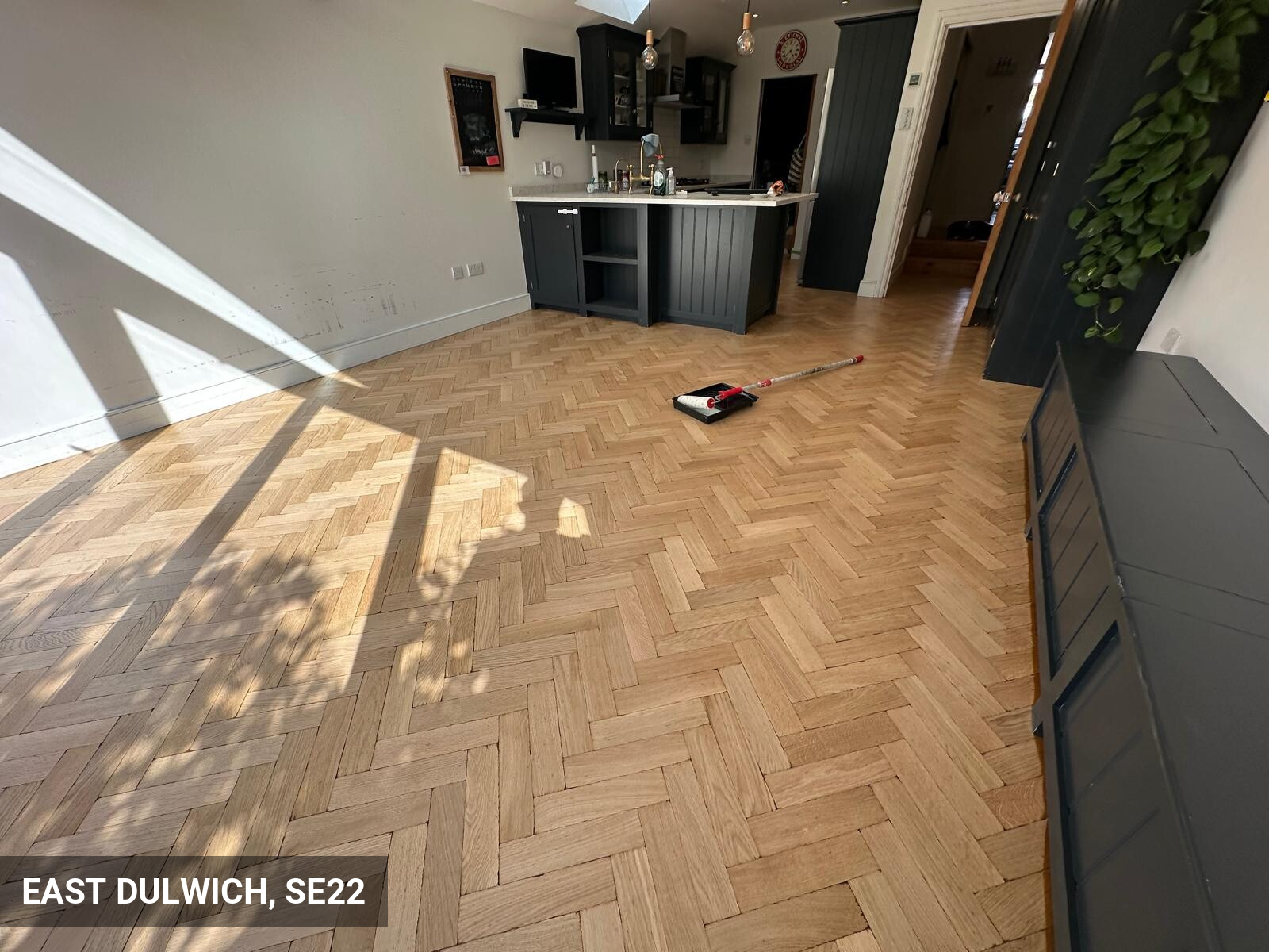 Thumbled Solid Oak Parquet Flooring Renovation in East Dulwich, SE22