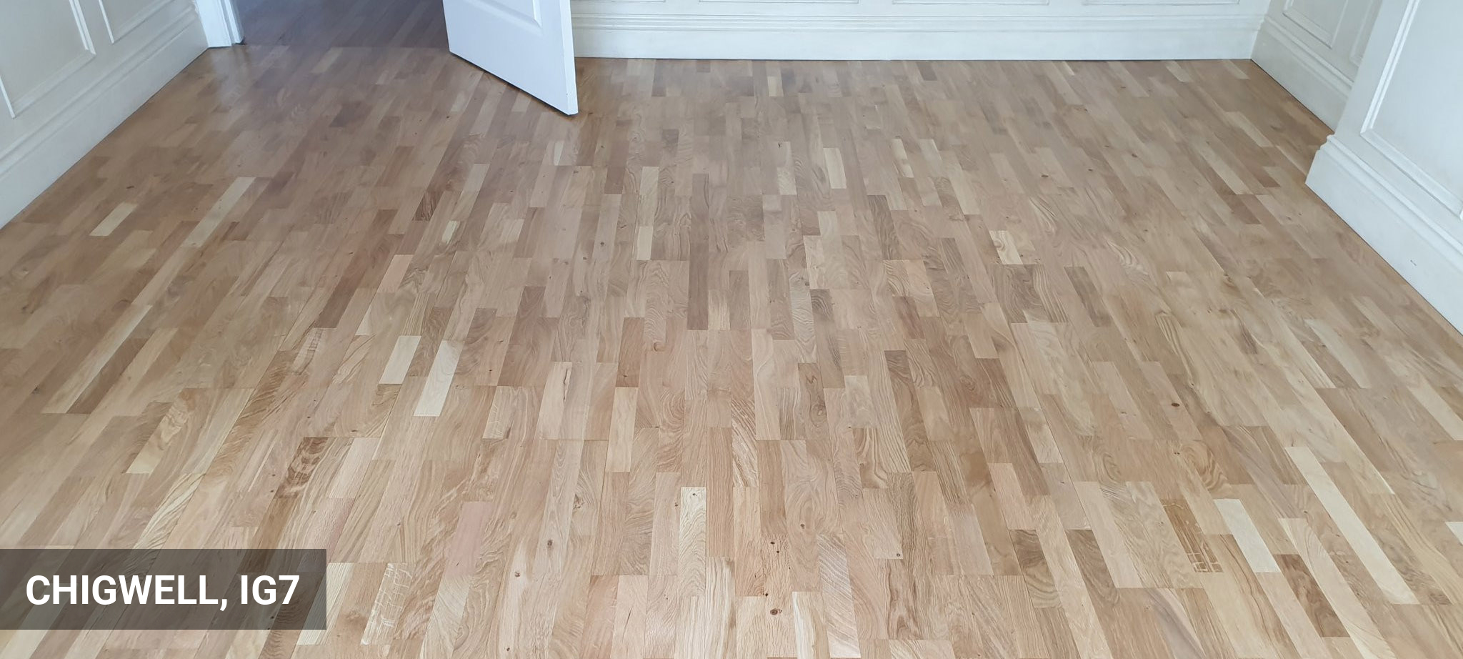 Multi-Strip Oak Wood Flooring Restoration in Chigwell, IG7