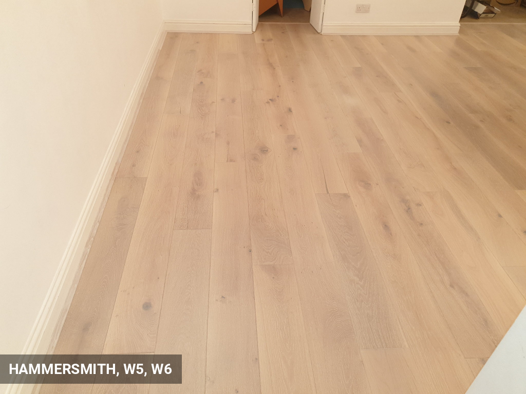 Whitewashed Engineered Floating Installation in Hammersmith