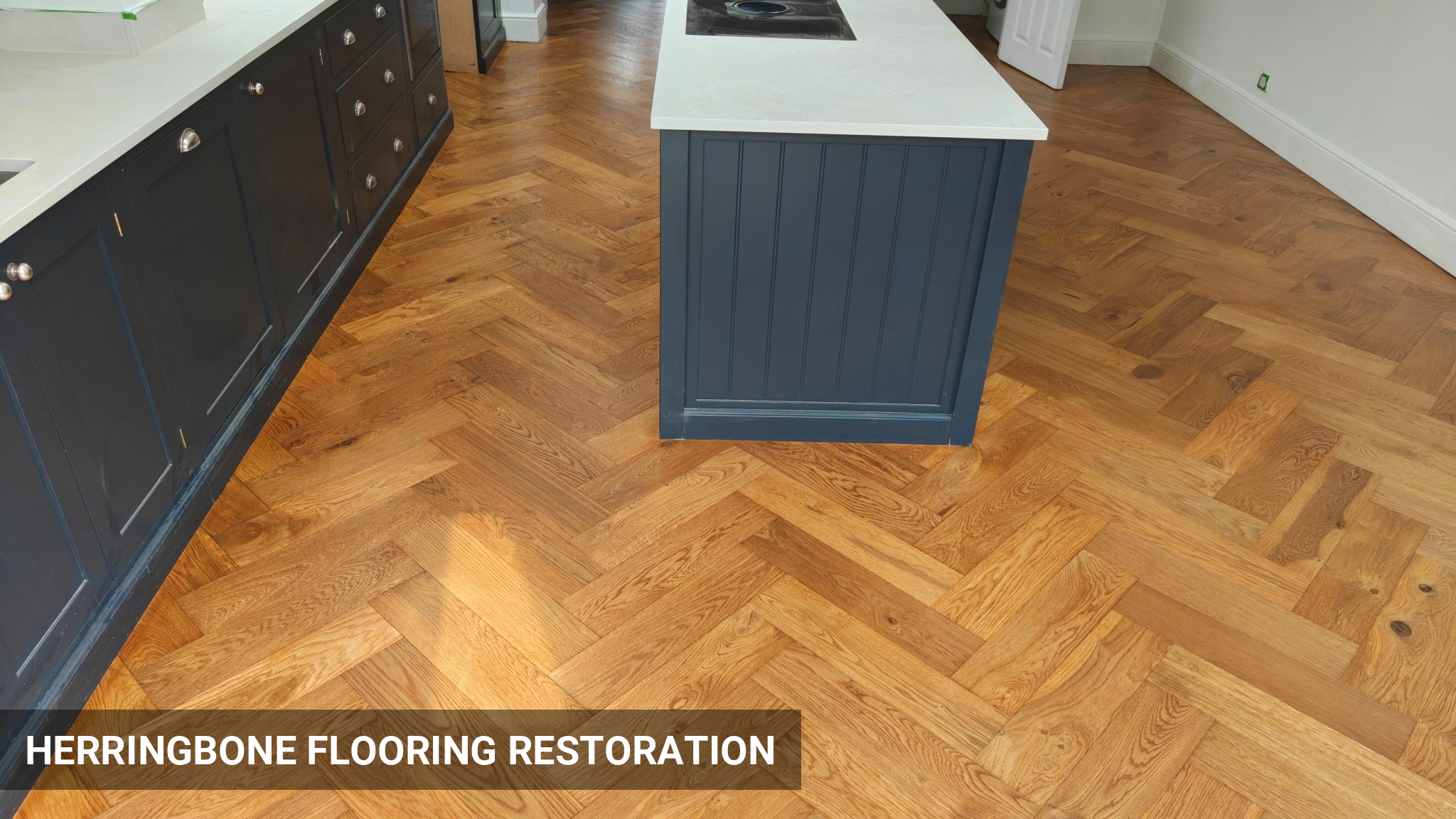 Herringbone Parquet Flooring Sanding & Staining in Wimbledon