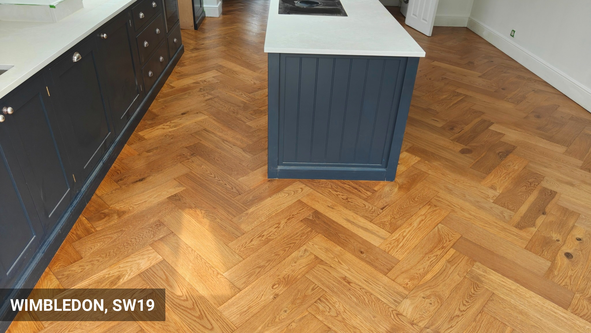 Herringbone Parquet Flooring Sanding & Staining in Wimbledon, SW19