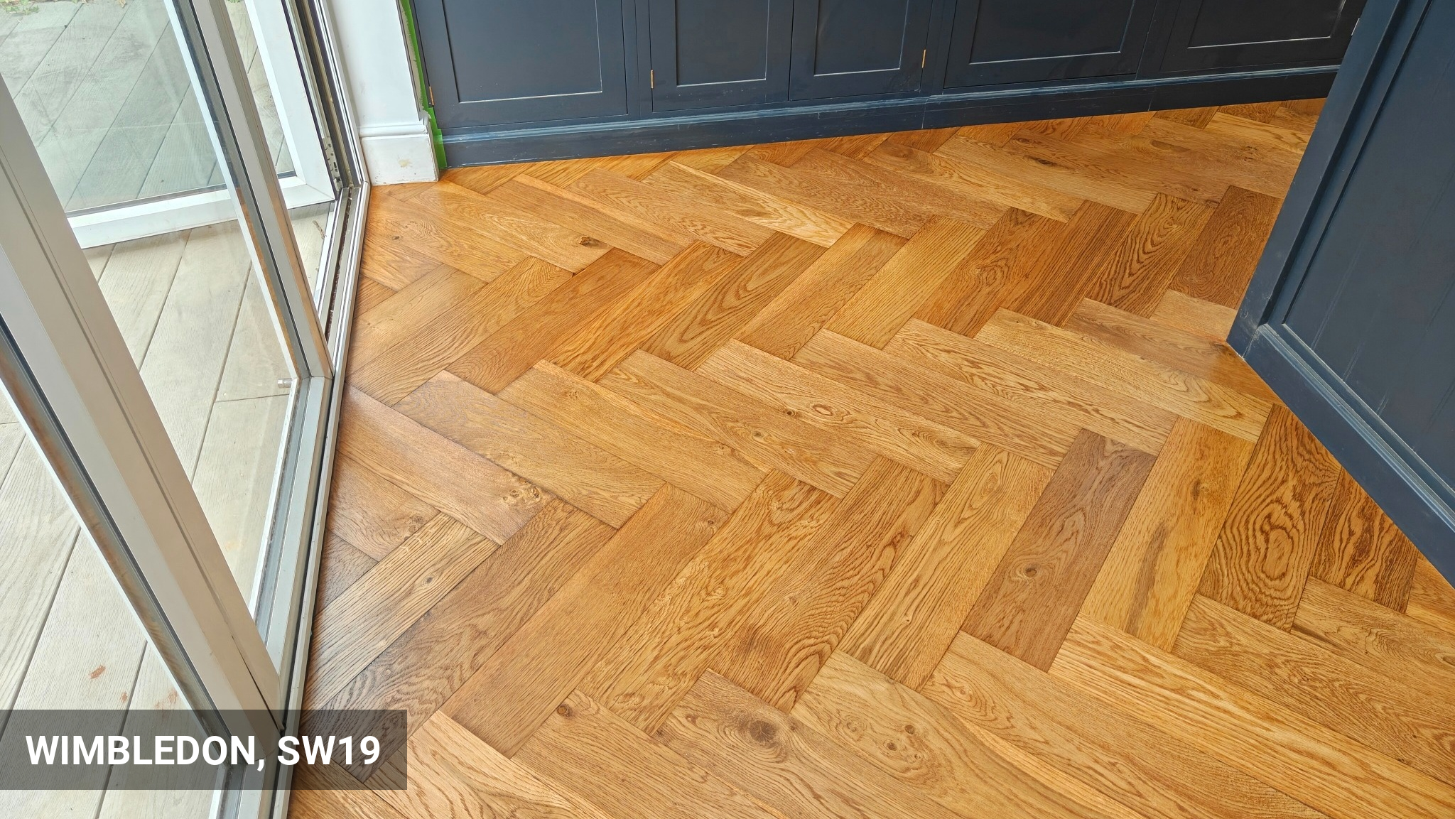 Herringbone Parquet Flooring Sanding & Staining in Wimbledon